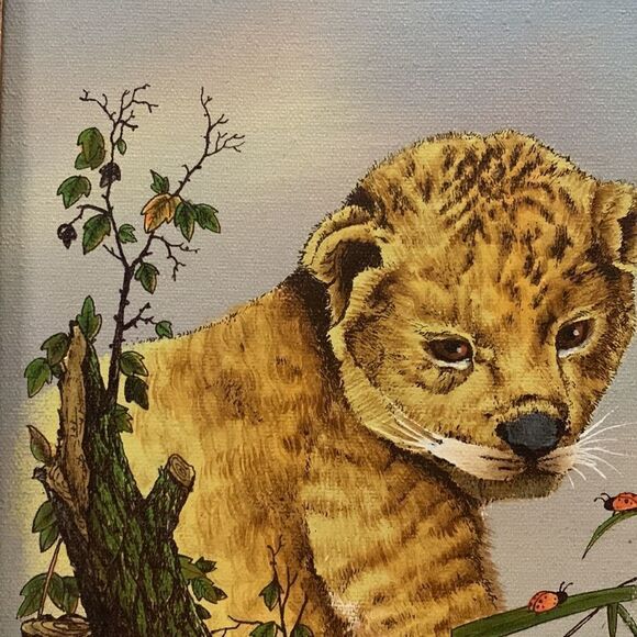 VTG LIGER CUB CANVAS PAINTING SIGNED WOOD FRAMED 8X10 CANVAS - Picture 6 of 15